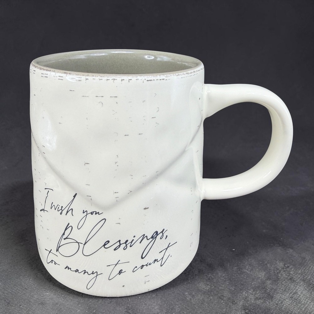 Demdaco Blessings Too Many To‎ Count Ceramic Coffee Mug Many Thanks Cream 4in
